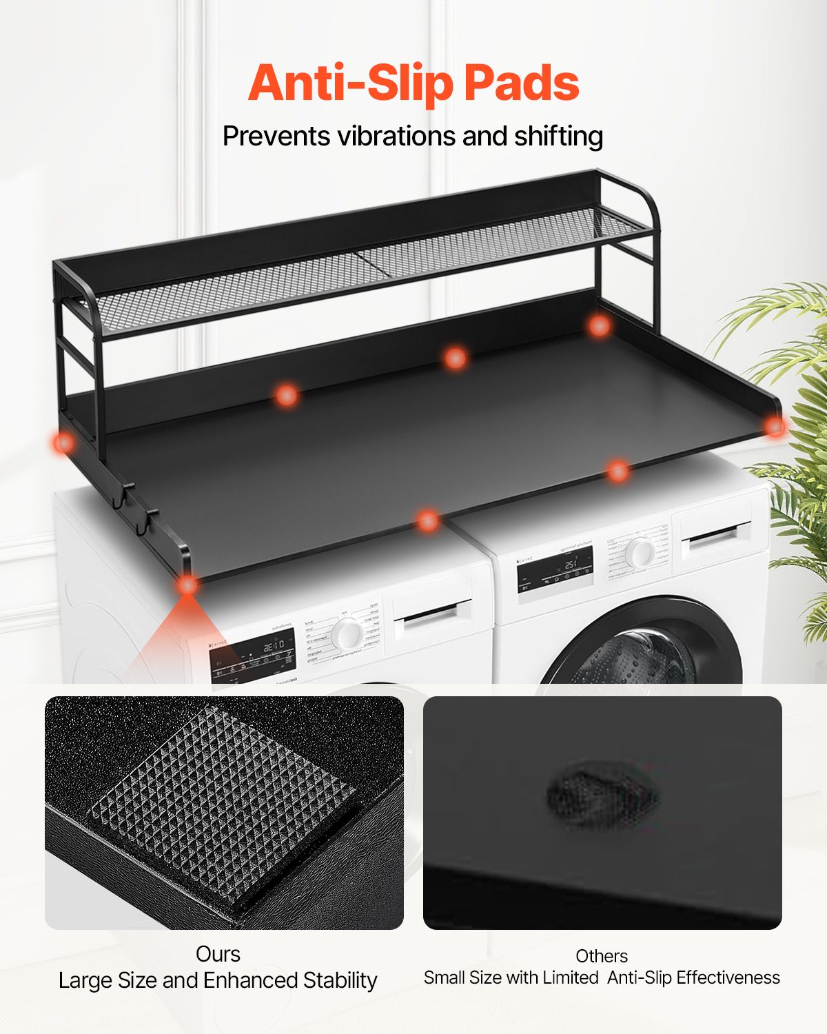 Washer Dryer Countertop with Shelf 54"x27" Wooden Washer Dryer Cover Black — image 5