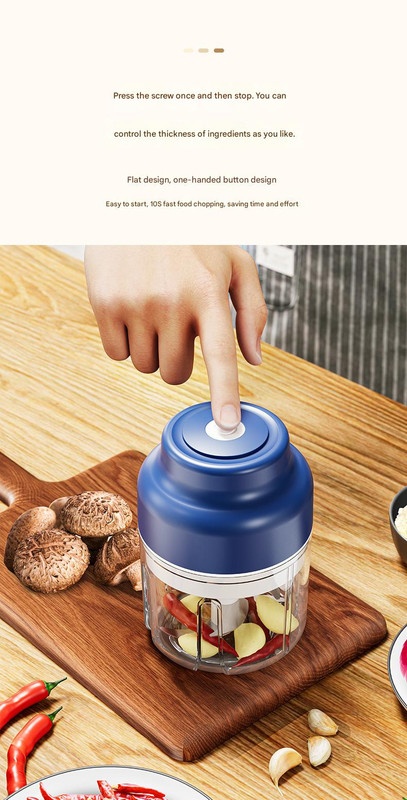 Powerful Mini Electric Food Chopper - USB Rechargeable Cordless Garlic & Meat Mincer(purple 320ml + 6-blade knife) โ image 4