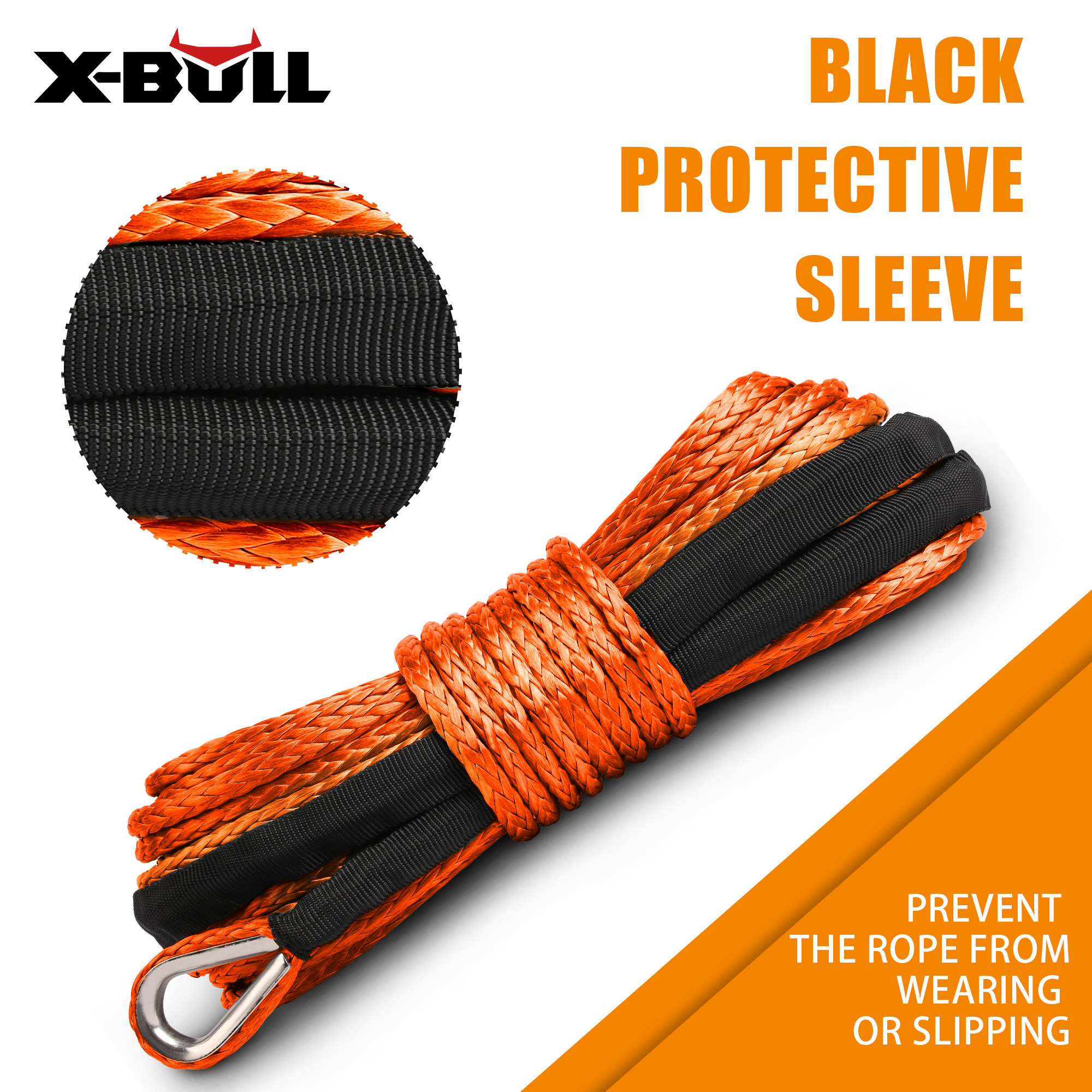 X-BULL Dyneema Synthetic Rope Winch Cable SK75 5.5MM x 13M Car Tow Recovery Strap โ image 2