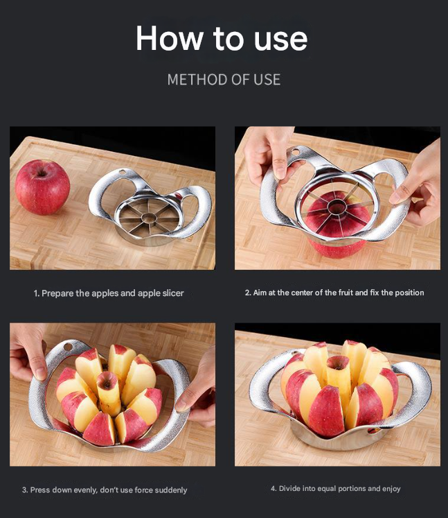 Silver Premium Apple Slicer Corer - Heavy Duty Stainless Steel Fruit Cutter, 12-Slice Divider Kitchen Gadget — image 4