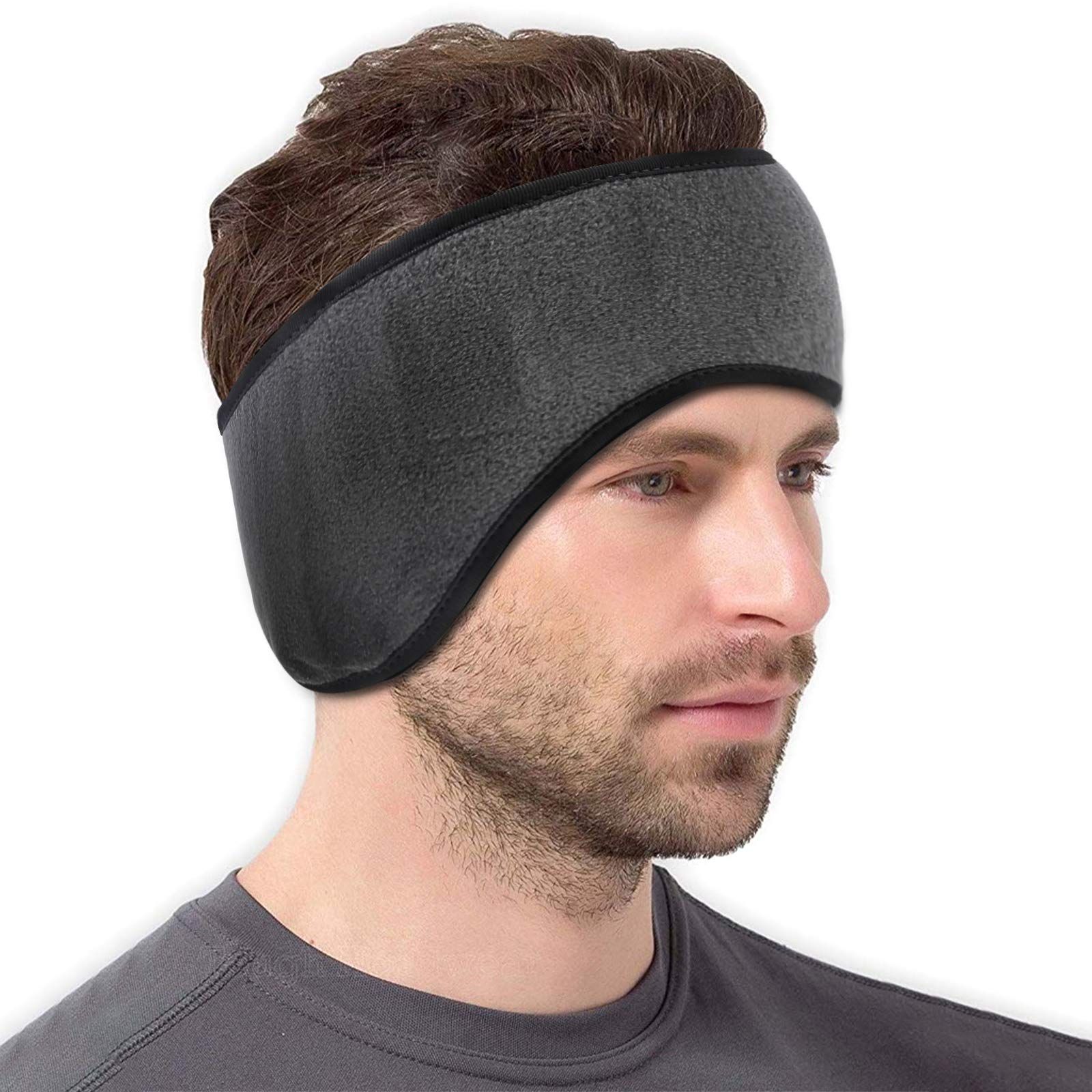 Winter Sports Headband Ear Muffs for Running, Men, Women Polar Fleece Ear Warmer Headband, (Grey) — image 3