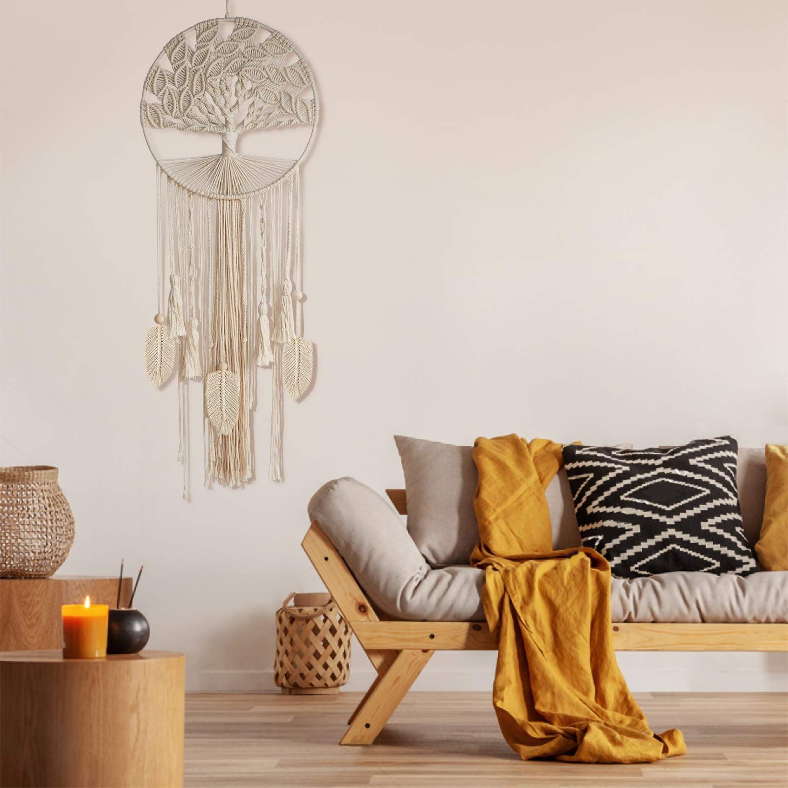 Wall Hanging Large Dreamcatcher Woven Boho Dream Catchers for Home Bedroom Nursery Wedding Decor (Feather) — image 4