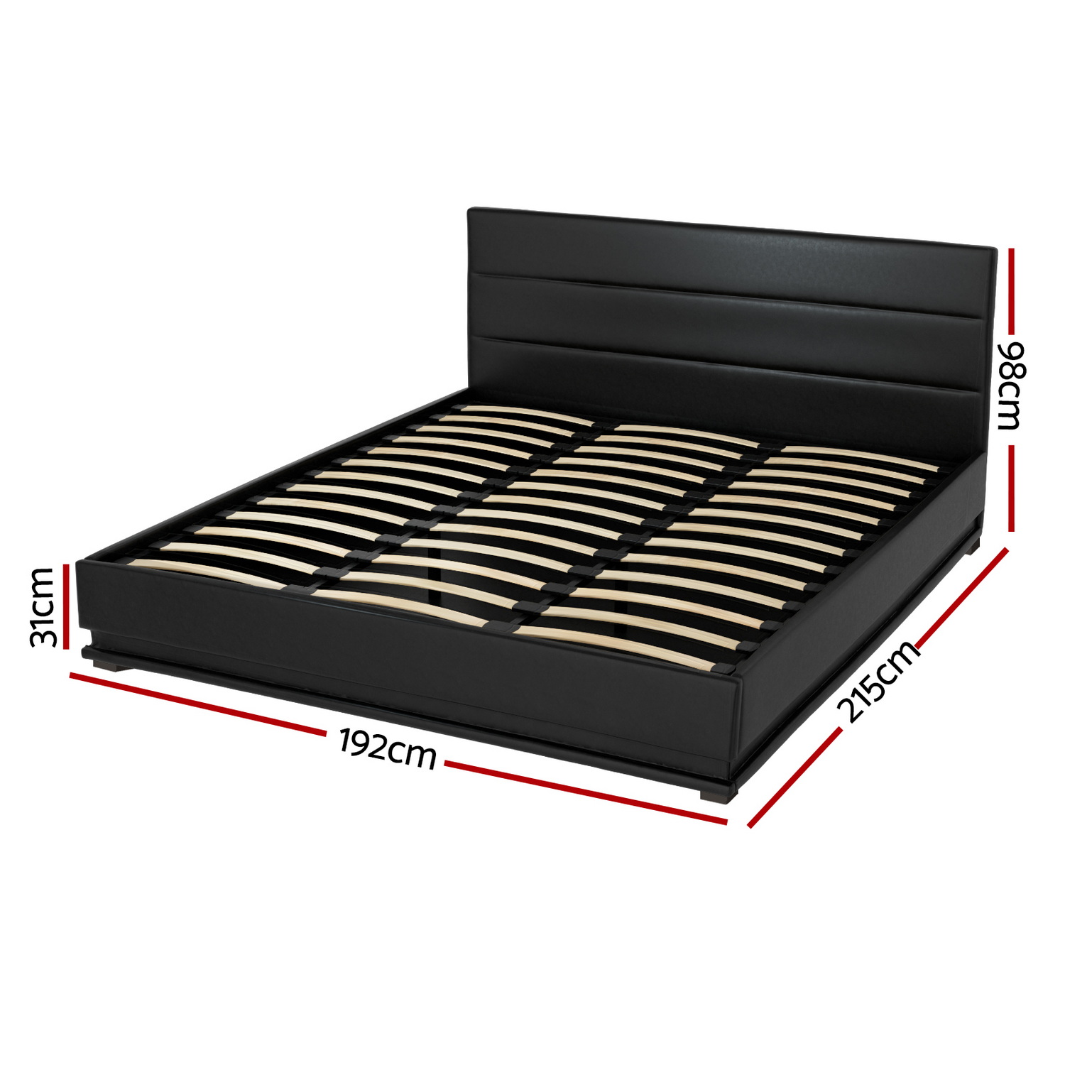 Artiss Bed Frame King Size LED Gas Lift Black LUMI — image 3