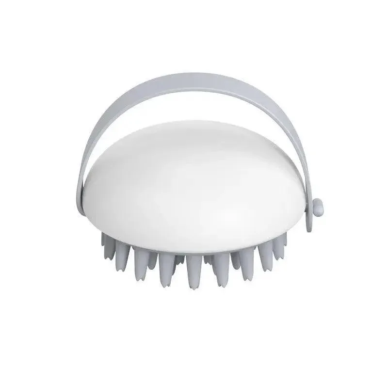 Handheld Scalp Massager Brush for Hair Washing and Shampoo with Silicone Bristles - White