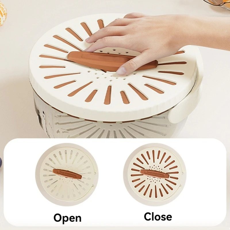 2PCS Brown Double-Layer Fruit and Vegetable Drain Basket - Multifunctional Collapsible Kitchen Strainer with Handle for Washing and Storage โ image 5