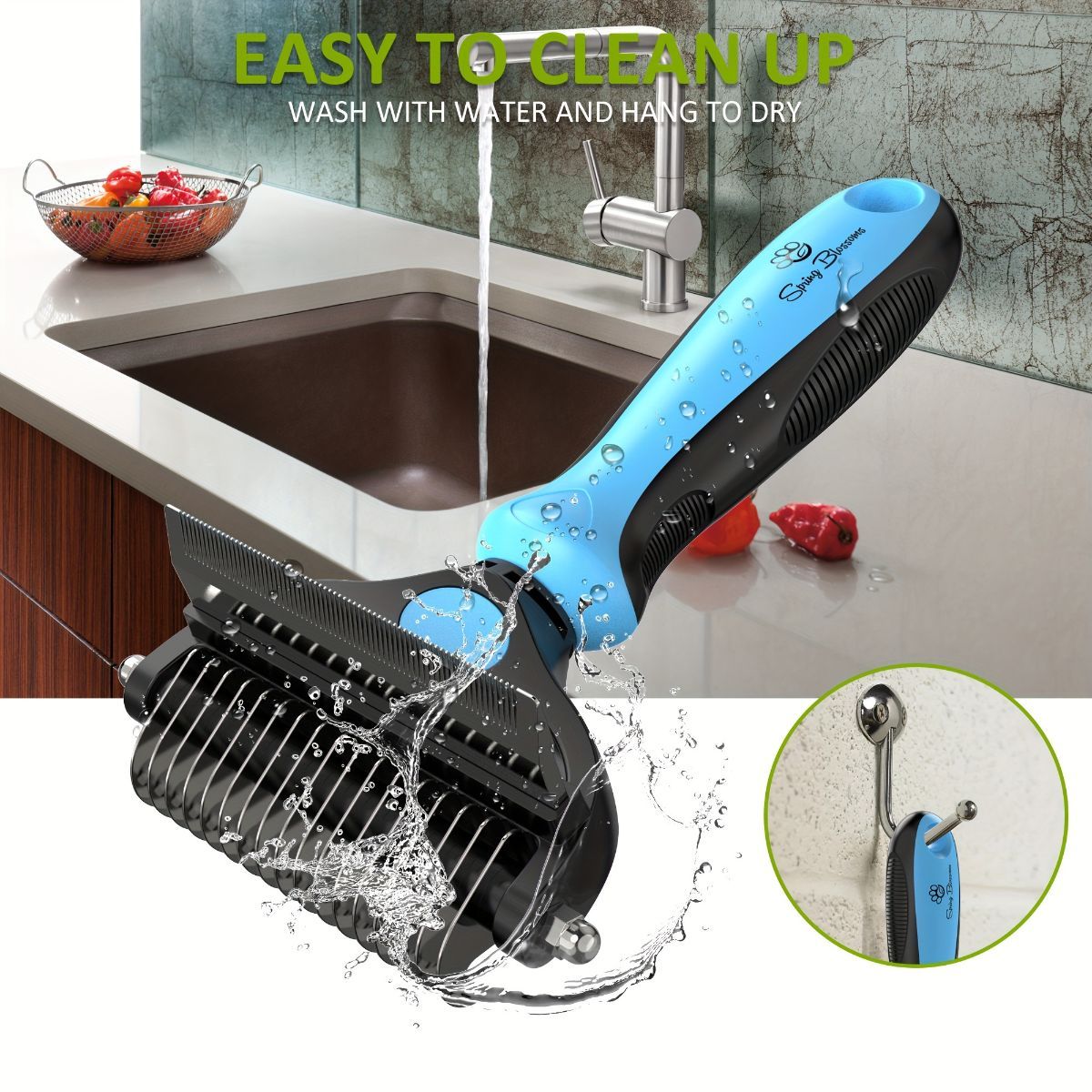 Pet Hair Remover Brush Double-Sided Pet Brush Pet Grooming Tool Dog Brush Cat - Royal Blue - Size Small size -fine teeth 67 — image 3