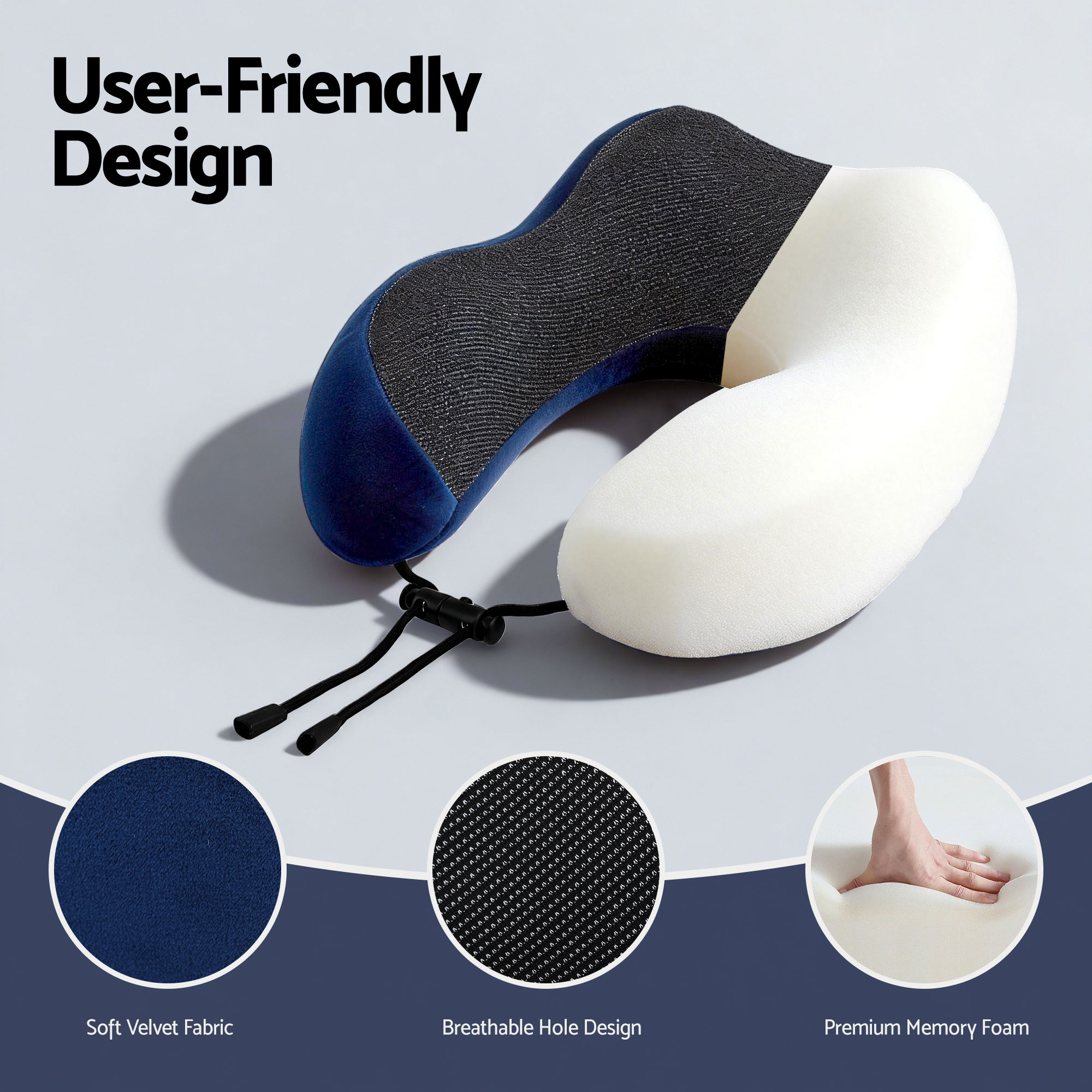 Wanderlite Travel Pillow for Airplanes Memory Foam Neck Pillows for Traveling, Soft & Washable Cover with Storage Bag, Portable Plane Accessories for Airplanes — image 5