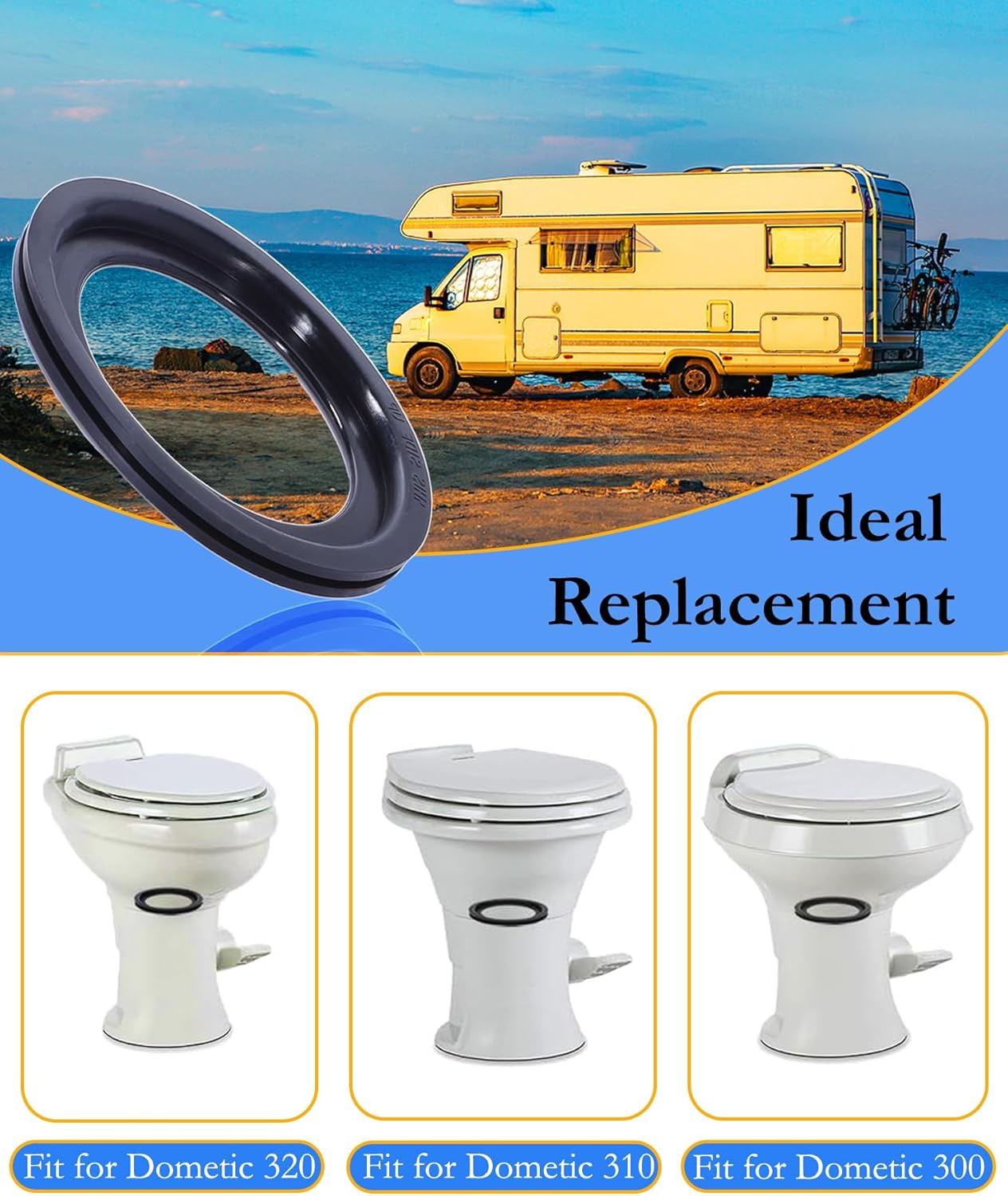 RV Toilet Seal Replacement 2-Pack for Dometic 300/310/320 Toilets, High-Grade Flush Ball Seal Gasket Kit 385311658 - Durable Rubber, Easy Installation, Fix โ image 2