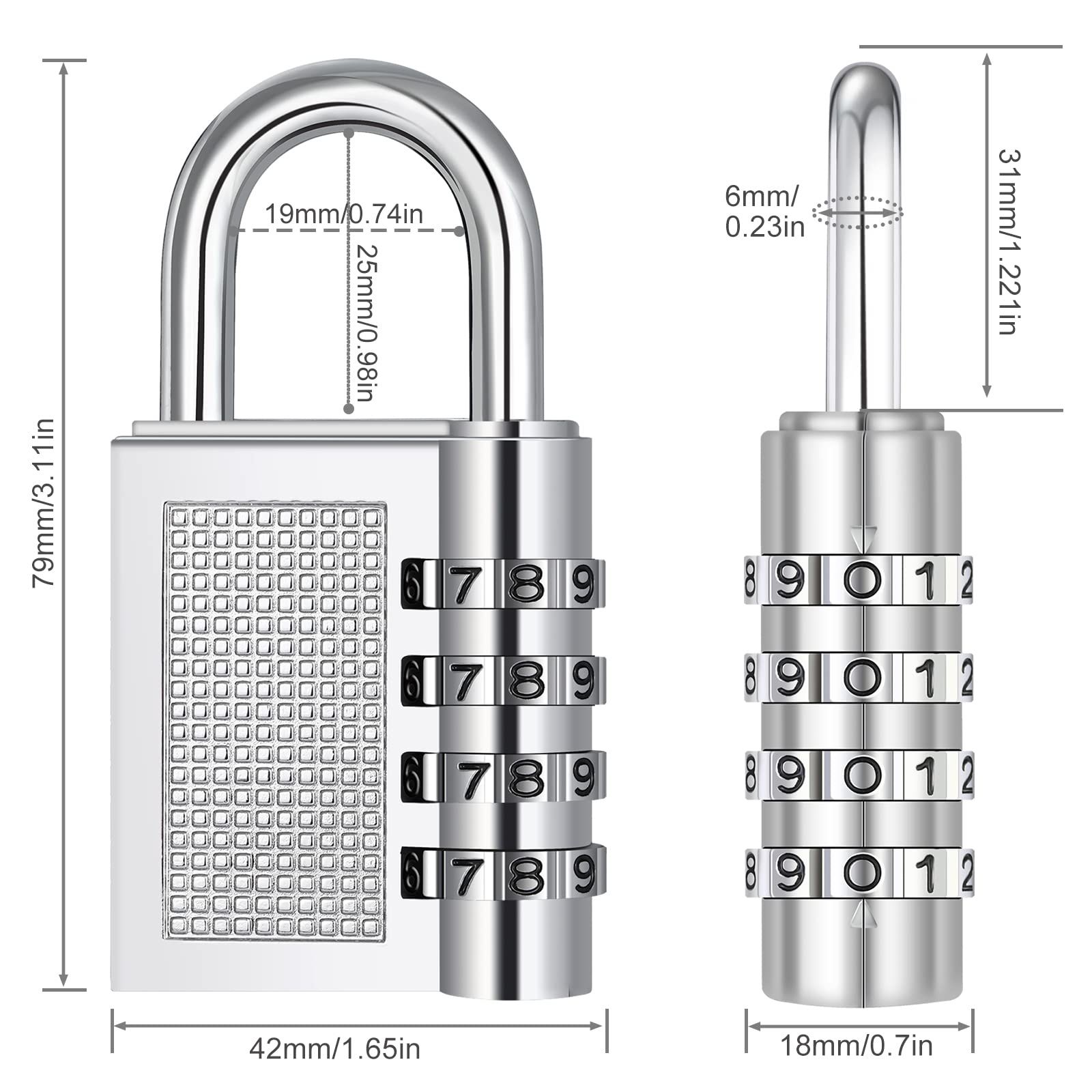 Locker Lock - 4 Digit Combination Lock for School Gym Locker, Sports Locker, Fence, Toolbox, Case, Outdoor, Fence โ image 4