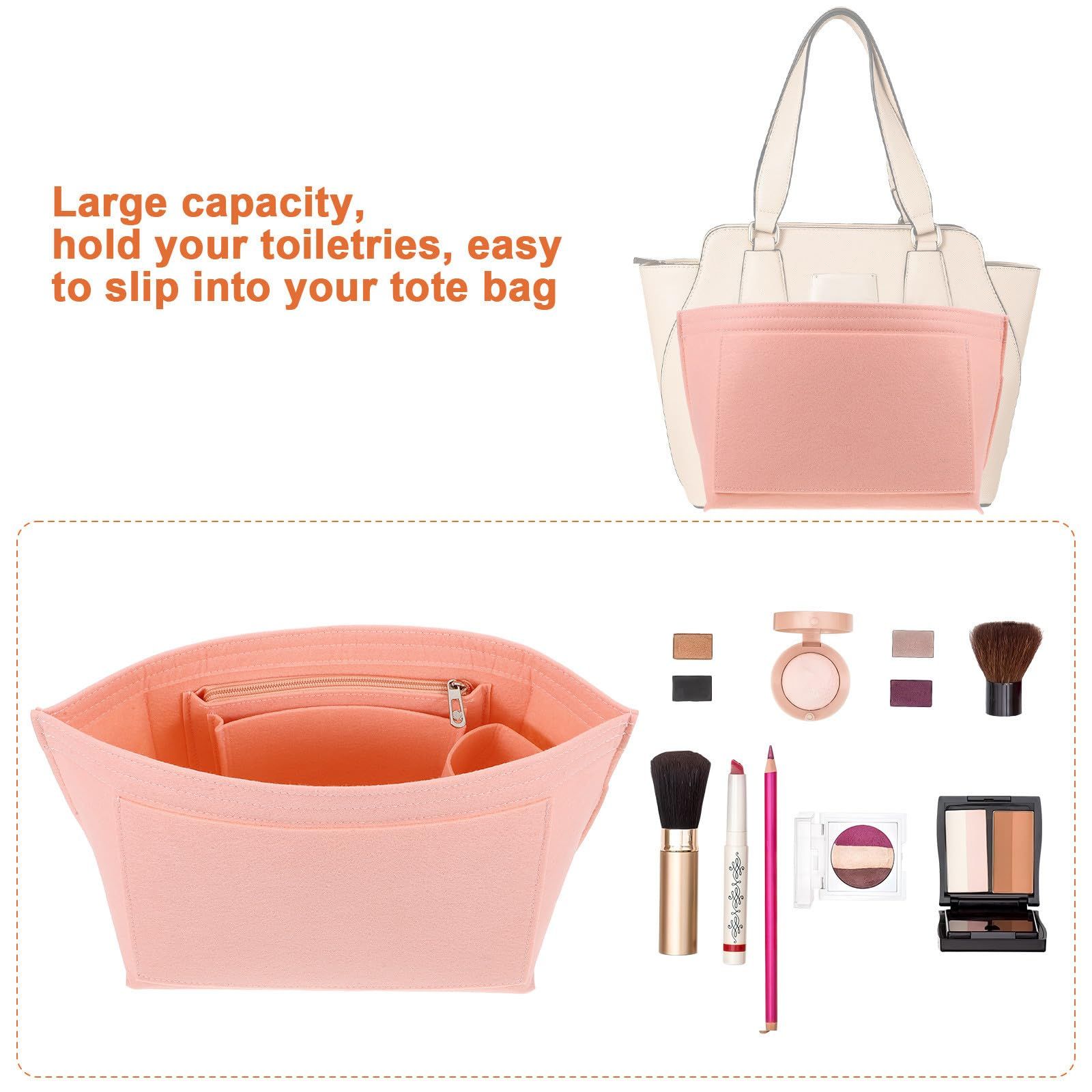 large capacity felt dumpling shaped makeup bag(pink) — image 4