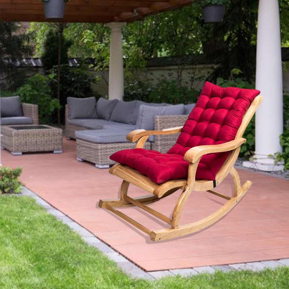 Suede Sun Lounger Chair Cushions Non Slip Rocking Chair Cushion Garden Recliner Quilted Thick Padded Seat Cushion with Ties — image 5
