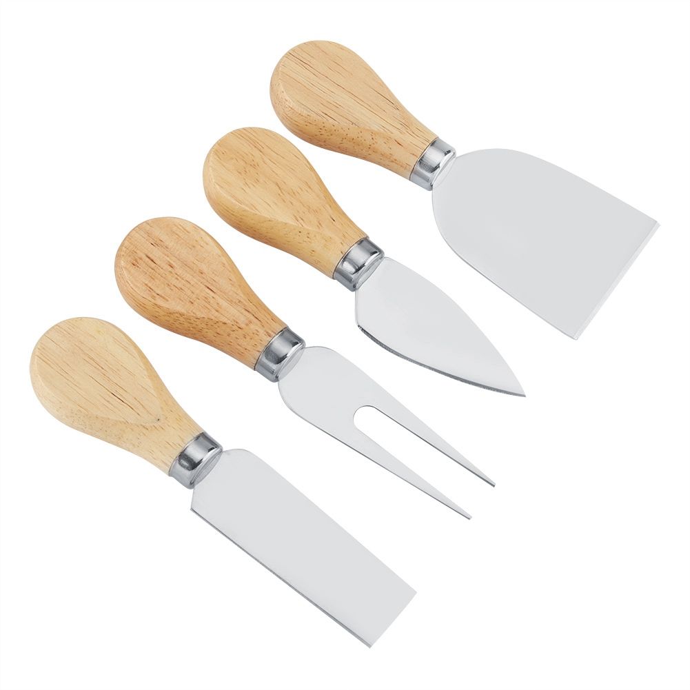 4PCS/Set Stainless Steel Cheese Knives Set Wooden Handle Cheese Cutting Knife Slicer Cutter Set โ image 5