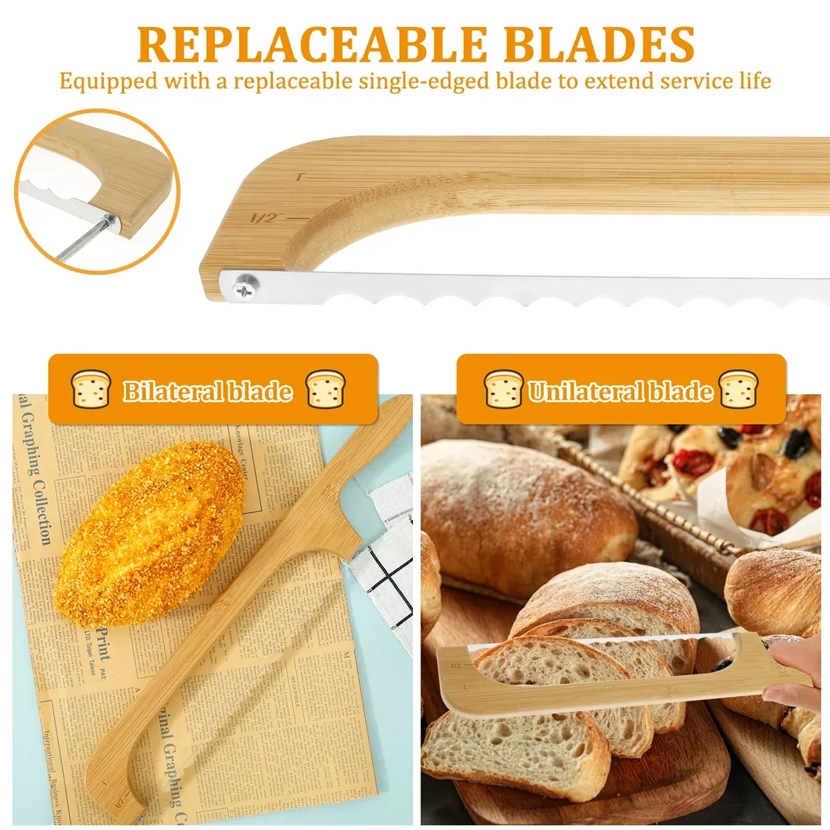 Household Wooden Bread Slicing Saw Manual Kitchen Baking Food Safe Easy to Use β image 6
