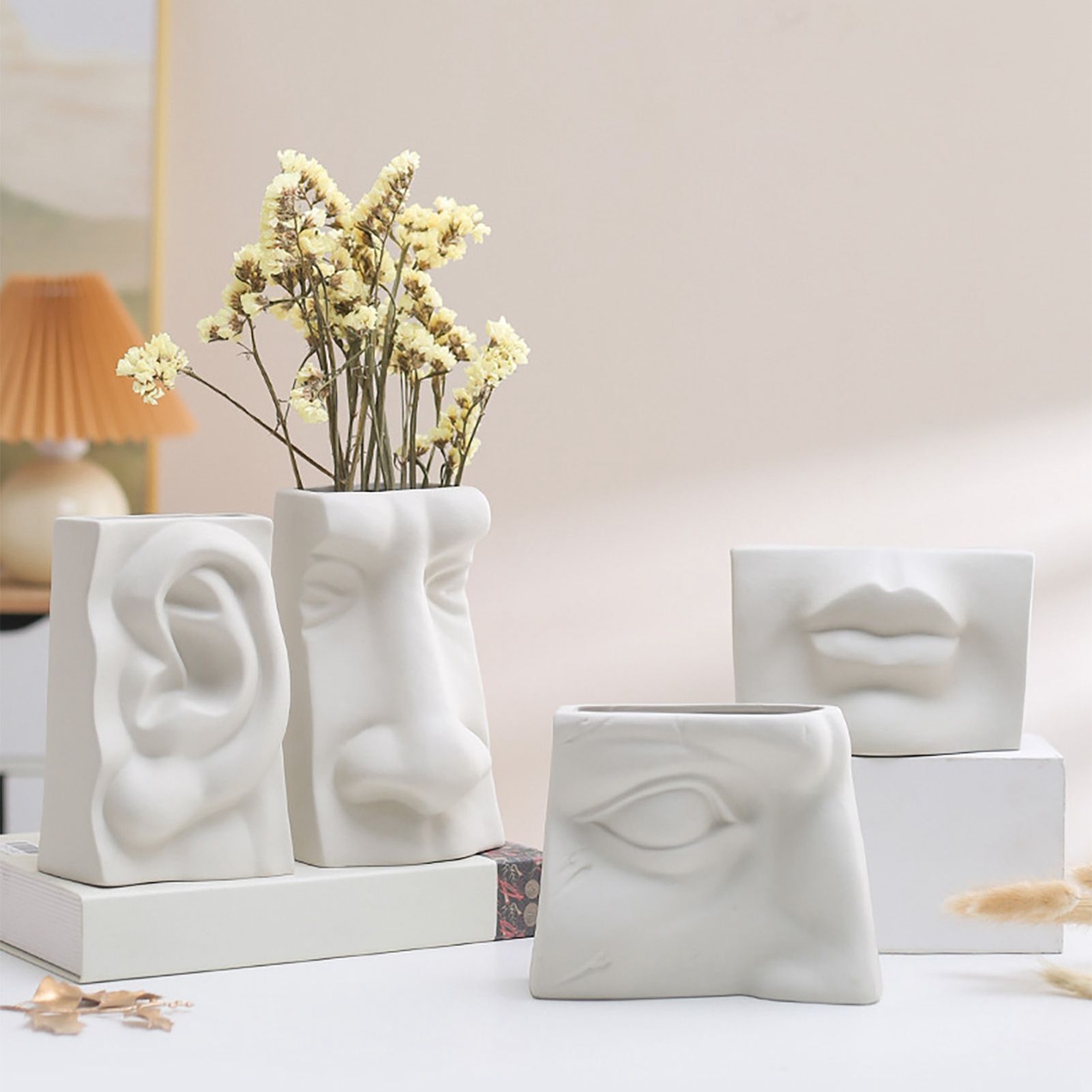 Ceramic Flower Vase Human Face Vase Minimalist Decorative Hydroponic Flower Arrangement Container — image 5