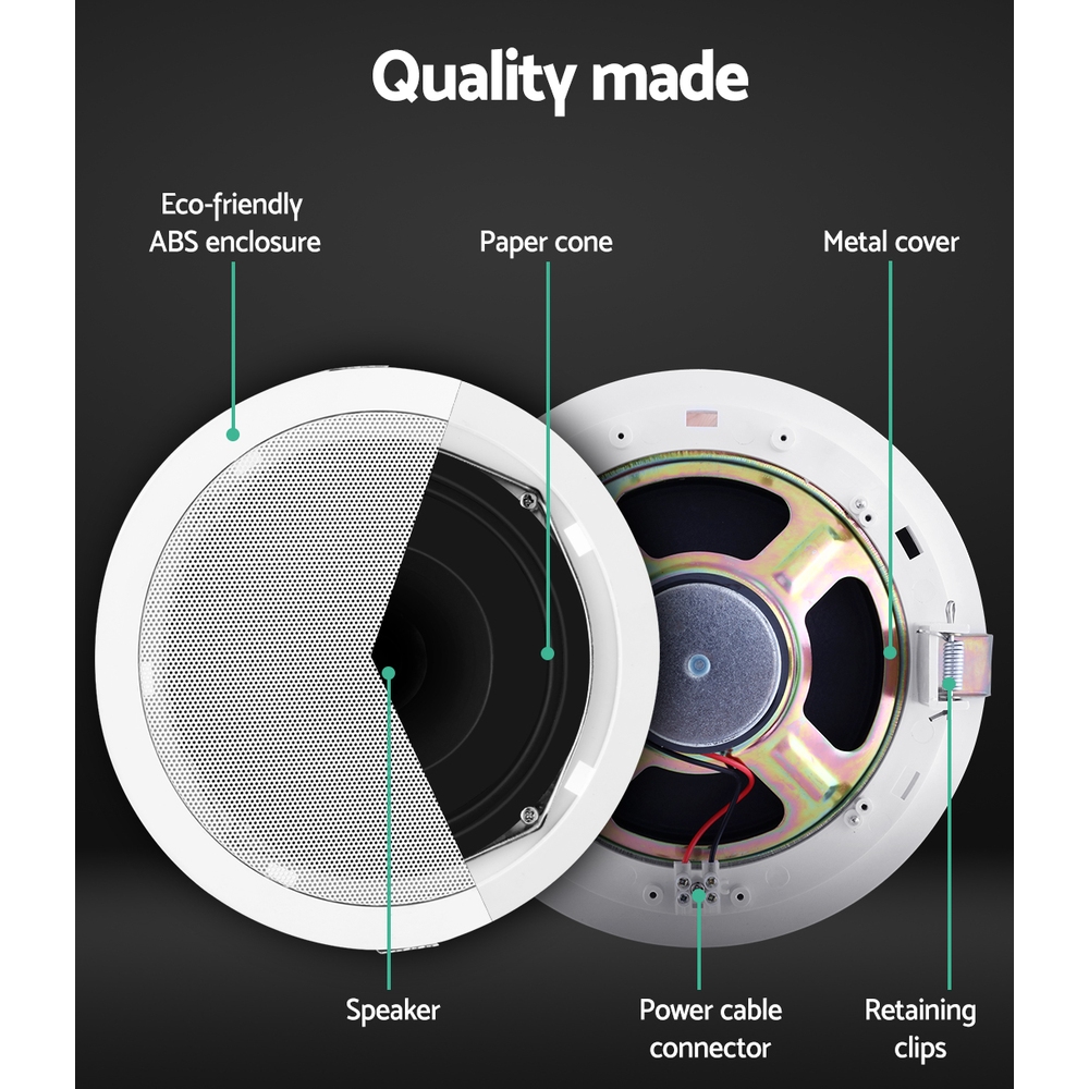 Giantz 6 Inch Ceiling Speakers In Wall Speaker Home Audio Stereos Tweeter 4pcs — image 6