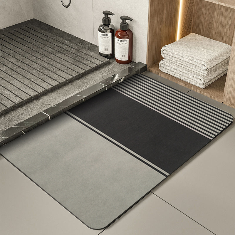 Grey Polarization reversal Modern Absorbent Diatomaceous Earth Bath Mat - Quick Dry, Non-Slip, Soft Bathroom Floor Mat โ image 2