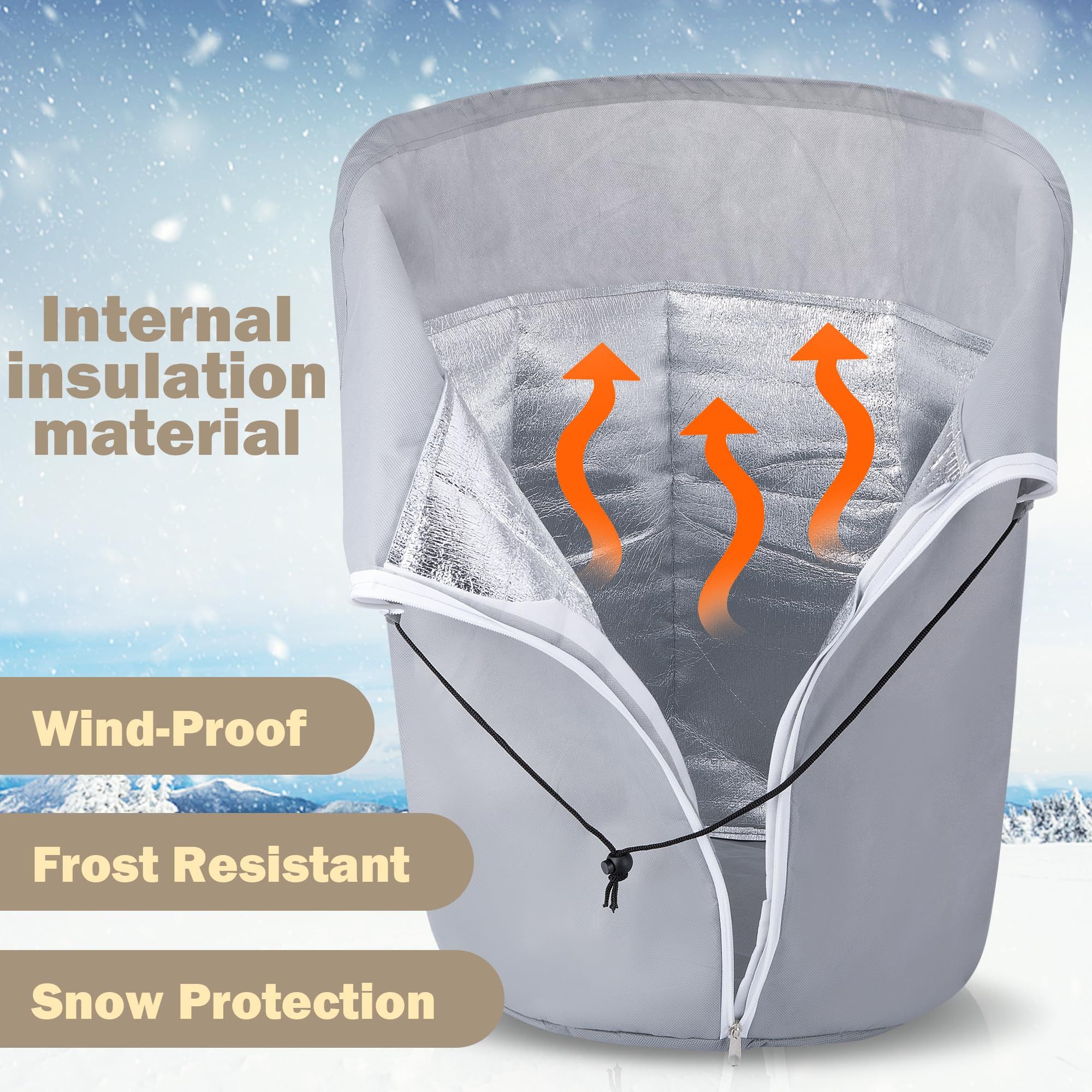 2 Pack Plant Winter Protection Pot - 27.6" x 25.6" Flower Pot Protection Bag - Anti-Frost Winter Pot Plant Cover with Drawstring and Zipper for Winter Outdoor โ image 3