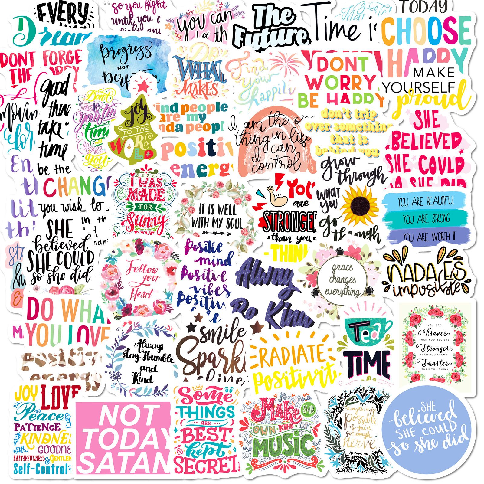 50 Pcs Inspirational Stickers Reward Motivational Decals for Teens Students Teachers Employees Water Bottle Motivational Stickers