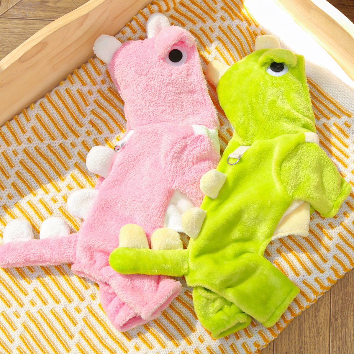 Warm Pet Clothing - Cute Dinosaur Dog Suit - Warm Fleece Pet Clothes for Small Dogs - Green (Size M) โ image 4