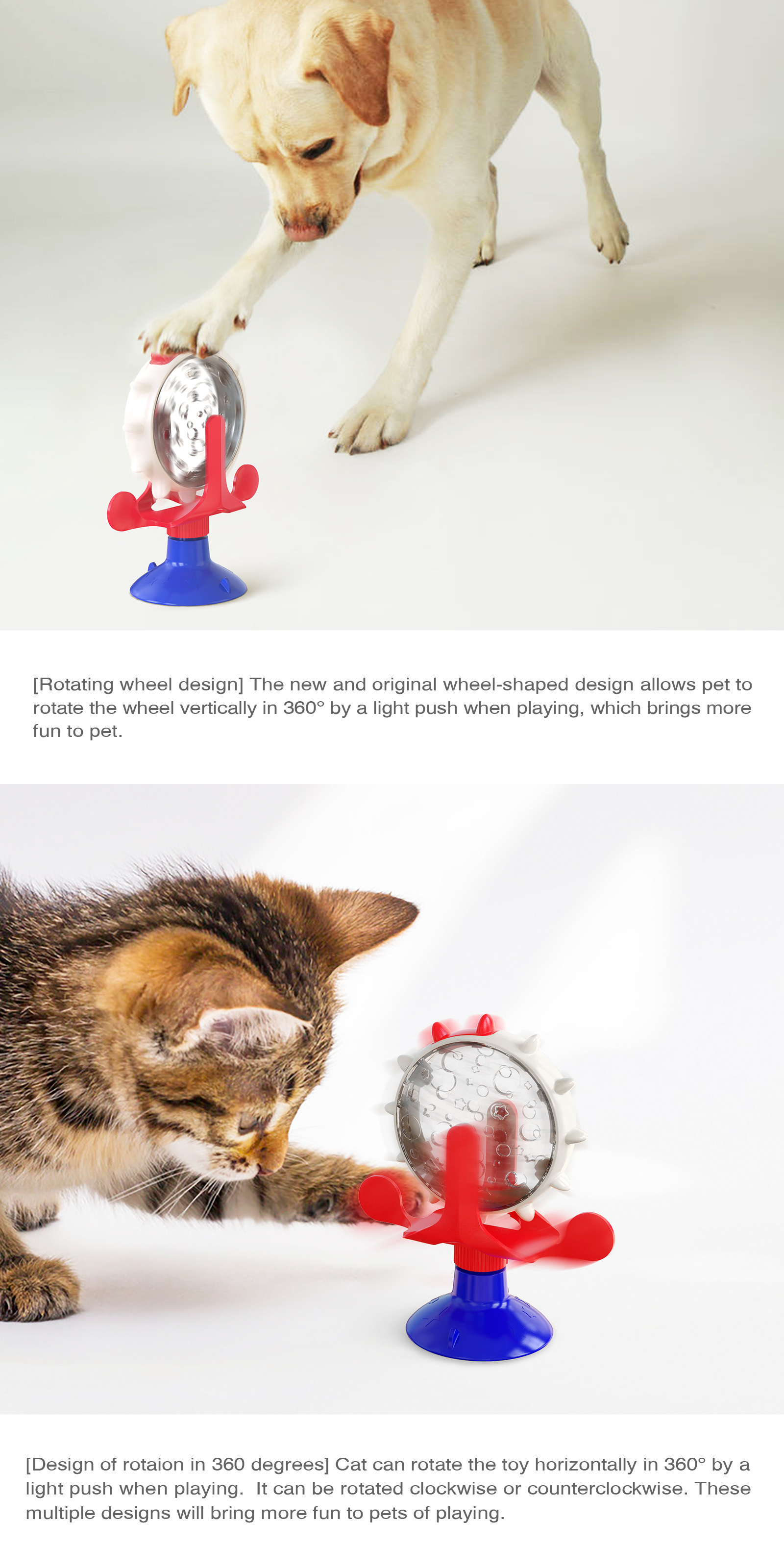 Green Interactive Pet Treat Dispenser - Spinning Wheel Food Puzzle Toy for Cats & Dogs with Suction Cup Base — image 5