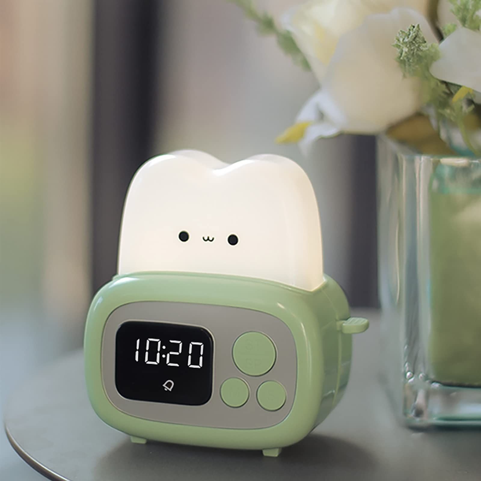 Cute Night Light LED Toast Bread Alarm Clock Night Light Rechargeable and Portable Nightlight Lamp Funny Toaster Lamp โ image 4