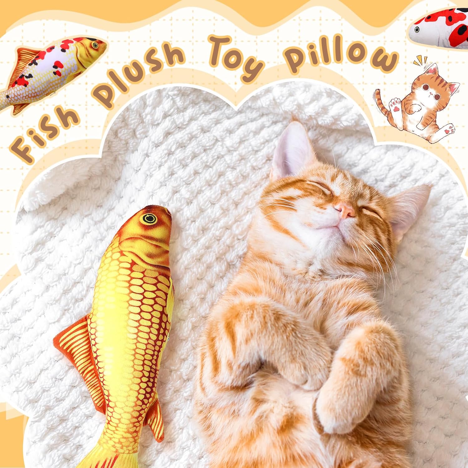 6 Pcs 12 Inch Fish-Shaped Soft Cat Cushions Pillow Realistic Pet Carp Play Pillow for Cats Birthday Gift(Classic Style) — image 6