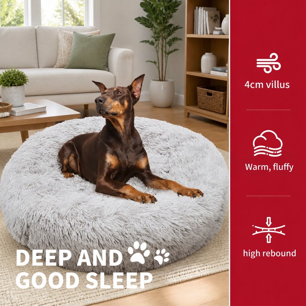 Pet Dog Bedding Warm Plush Round Comfortable Nest Comfy Sleep Kennel XXL — image 4