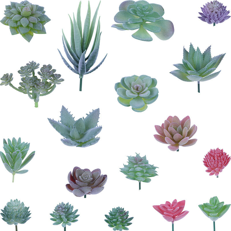 18 pcs Artificial Succulent Plants Flocking Potless Mini Fake Succulent Plants For Lotus Landscape Decorative Garden — image 2