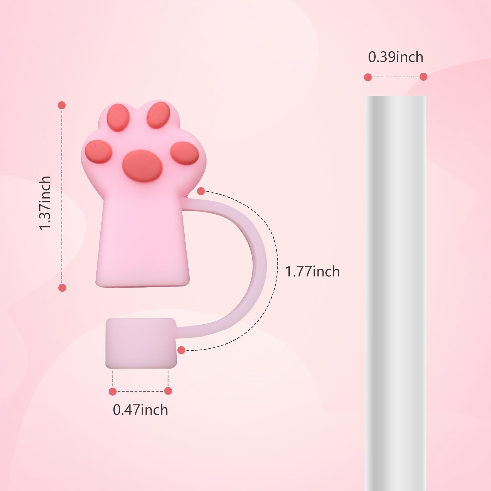 6 PCS Cute Straw Cover Toppers for 10 mm Straw, Silicone Straw Tips Lid Compatible, Stoppers Protector Reusable Drinking — image 2