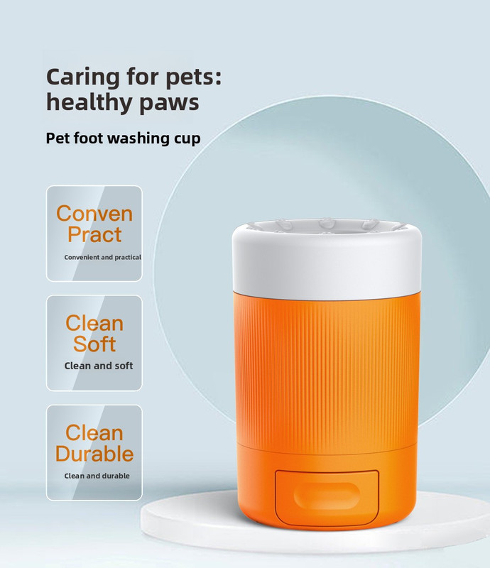 Portable Dog Paw Washer Cup - 360 Degree Muddy Foot Cleaner with Soft Bristles - Gentle Grooming Tool for Cats & Small to Medium Dogs - Orange — image 6