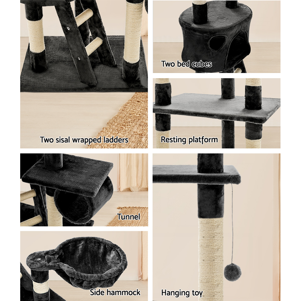 i.Pet Cat Tree 260cm Tower Scratching Post Scratcher Condo House Trees Grey โ image 6