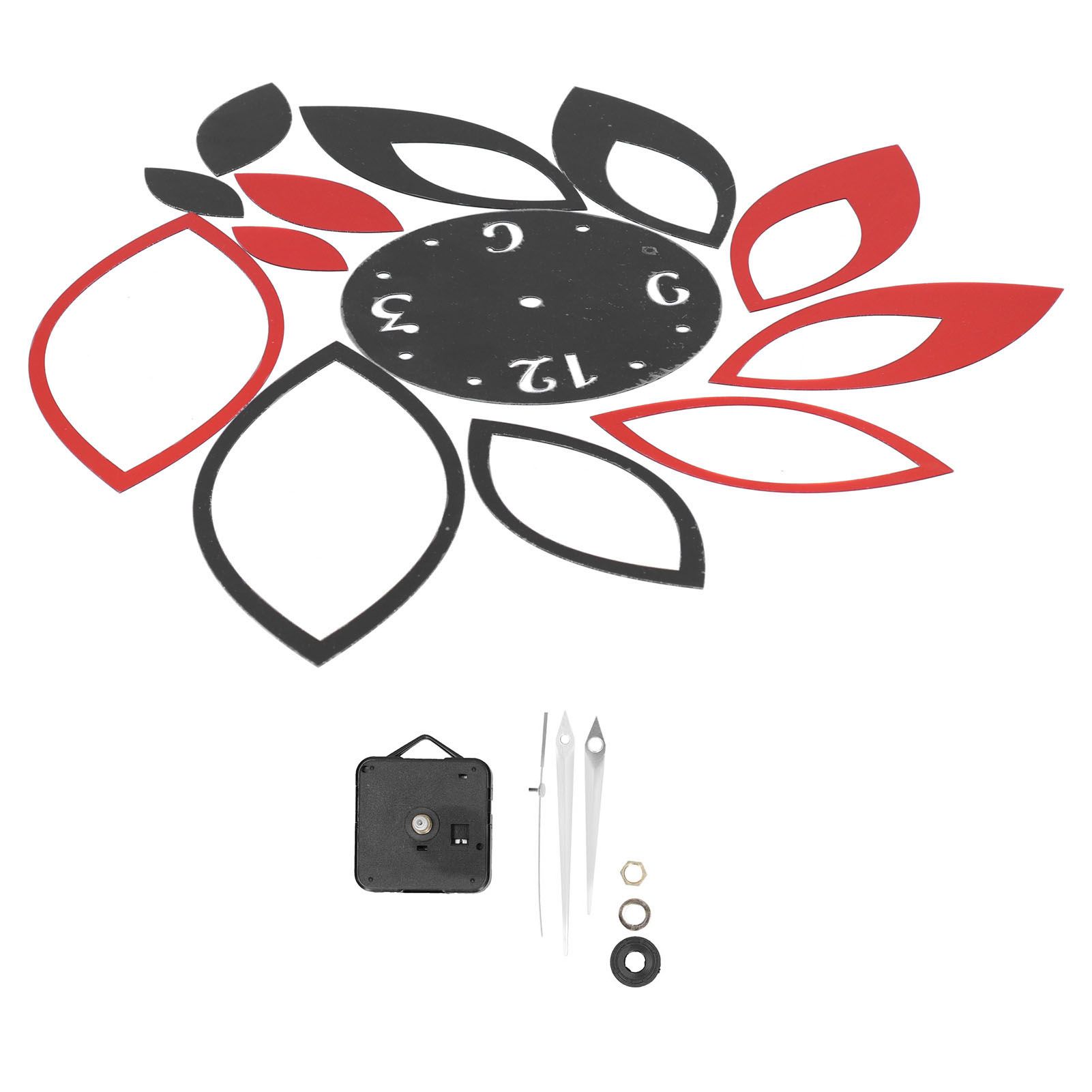 DIY Mirror Wall Clock Stickers Modern Decor for Home Living Room Background Sticker(Noir rouge ) — image 5