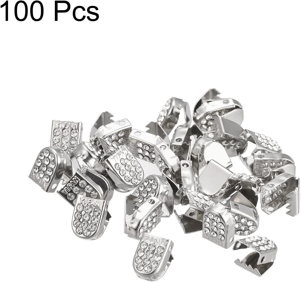 Shoelace End Clips 10x7mm Stainless Steel No Tie Shoe Lace Tips Head Bling Type, Silver Tone 30 Pcs โ image 3