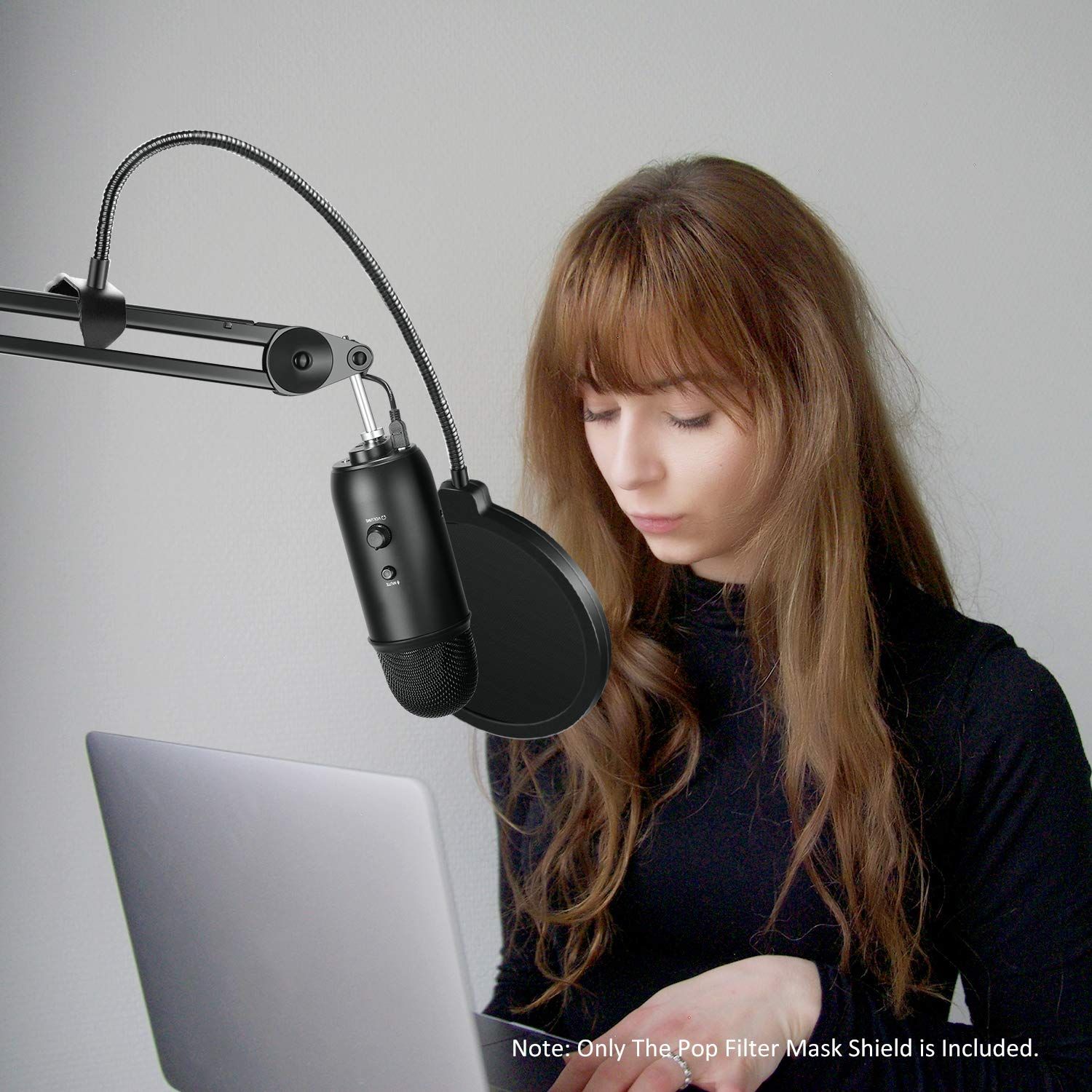 Any other microphone, double-layer windproof screen, with flexible 360 degree gooseneck clip stabilizing arm — image 5