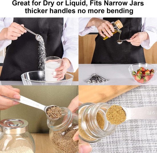 Set of 6 stainless steel measuring spoons - Includes teaspoon, tablespoon and measuring spoon - Suitable for liquids and dry ingredients - Kitchen and baking — image 4