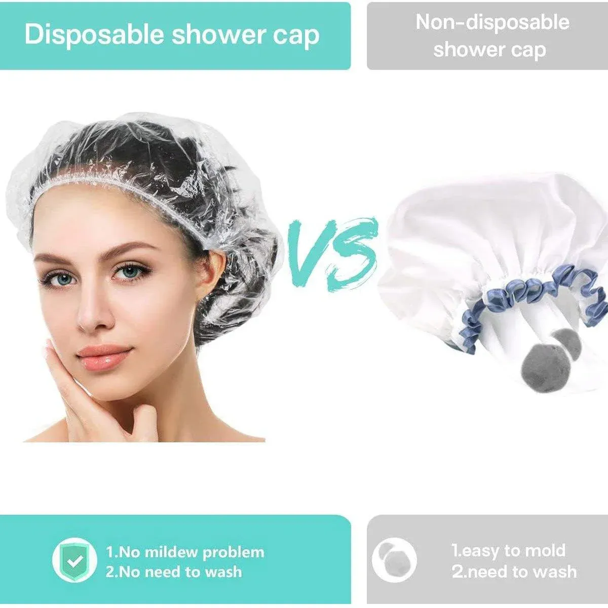 50pcs Transparent Shower Caps Individually Wrapped for Hotel Guesthouse Supplies - B โ image 3
