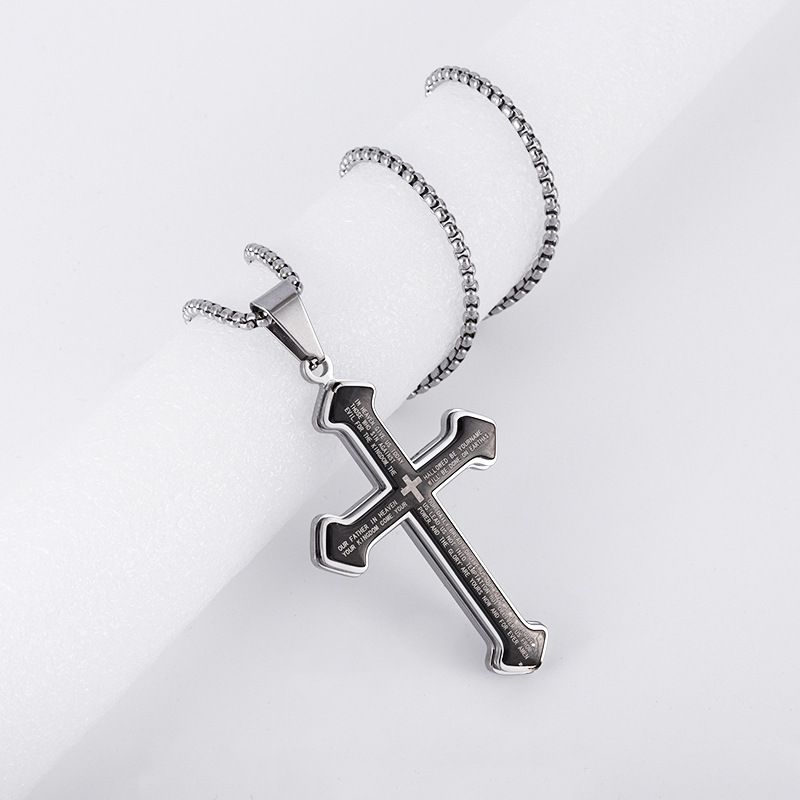 Puhai Stainless Steel Cross Necklace Silver Snake Bone Gold โ image 2