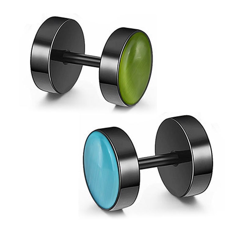 4 pcs Womens Stainless Steel Earrings, Punk Stud Earrings for Men with Cat's Eye Stone Screw-Back Jewelry Earrings โ image 2
