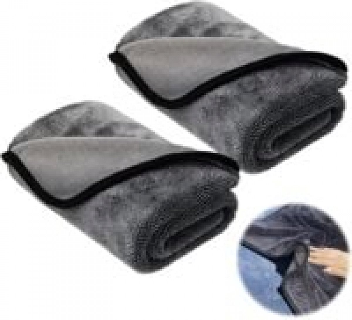 2 pieces - Microfiber cloth - drying towel - Drying cloth - Cleaning towels - 40*40 cm - 600 g/m² - gray - Absorbent - for shower, bathroom and car washing — image 5