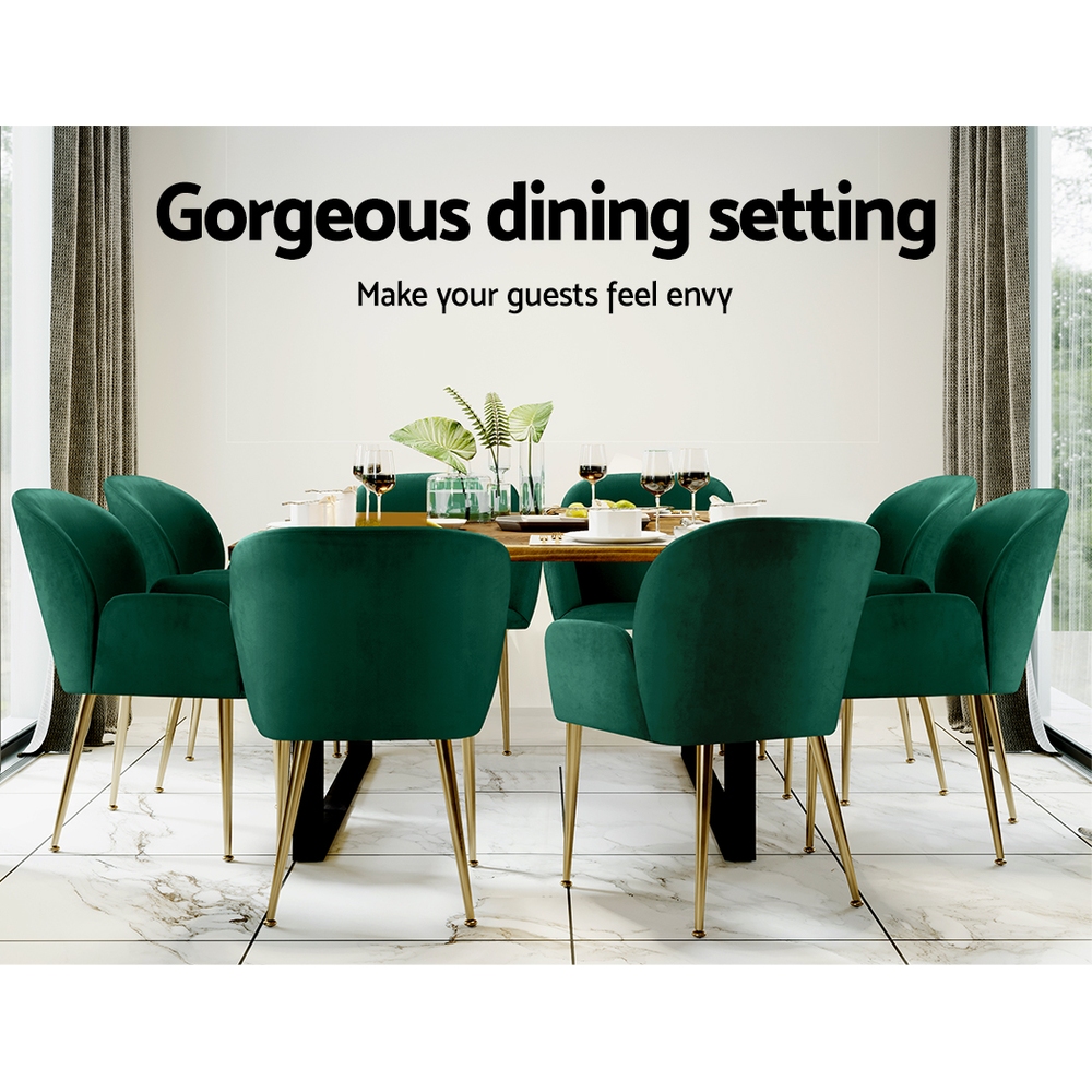Artiss Dining Chairs Set of 2 Velvet Armchair Green โ image 6