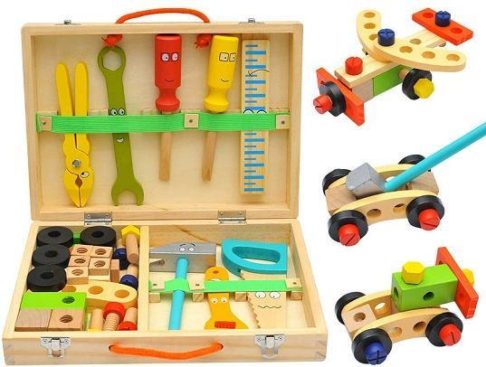 wooden toolbox, animal themed toy, building set, kids construction toy, fine motor skills, creative play, educational toy, birthday gift, Children's Day gift — image 3