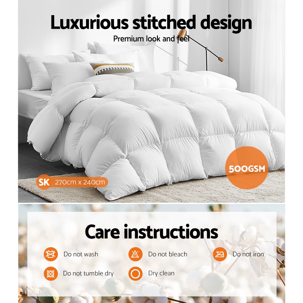 Giselle Bedding 500GSM Goose Down Feather Quilt Super King โ image 6