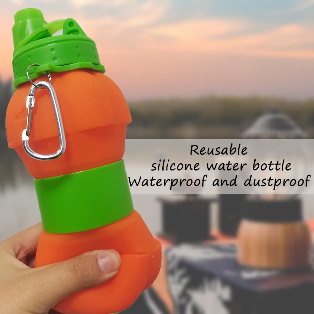 Collapsible silicone water bottle - 600 ml/20 oz - portable and lightweight - ideal for outdoor walks and indoor sports - handy for travel — image 6