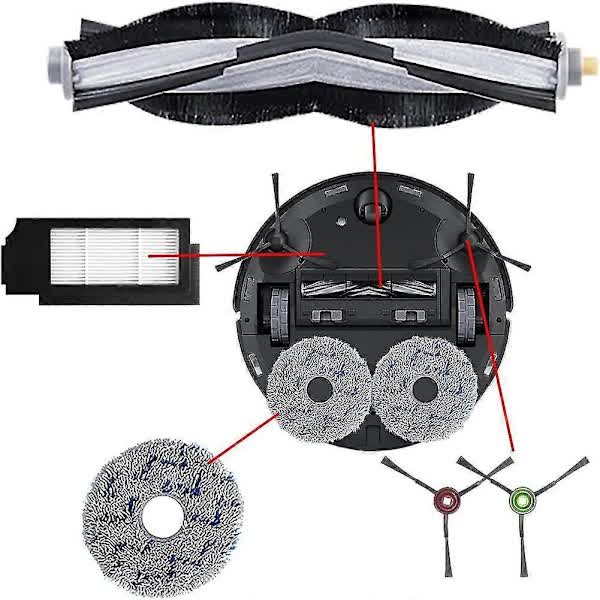[CA] Replacement Parts for Ecovacs X1 Plus Robot Vacuum Cleaner - Main Brush, HEPA Filter, Mop Cloth, Dust Bag Photo Color — image 4