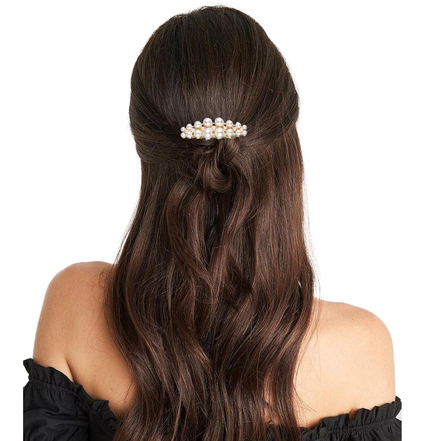 2Pcs Pearl Barrettes for Women,Classic Pearl Hair Clips French Bridal Hair Pins for Party Wedding Fancy Barrettes Christmas Gifts โ image 4