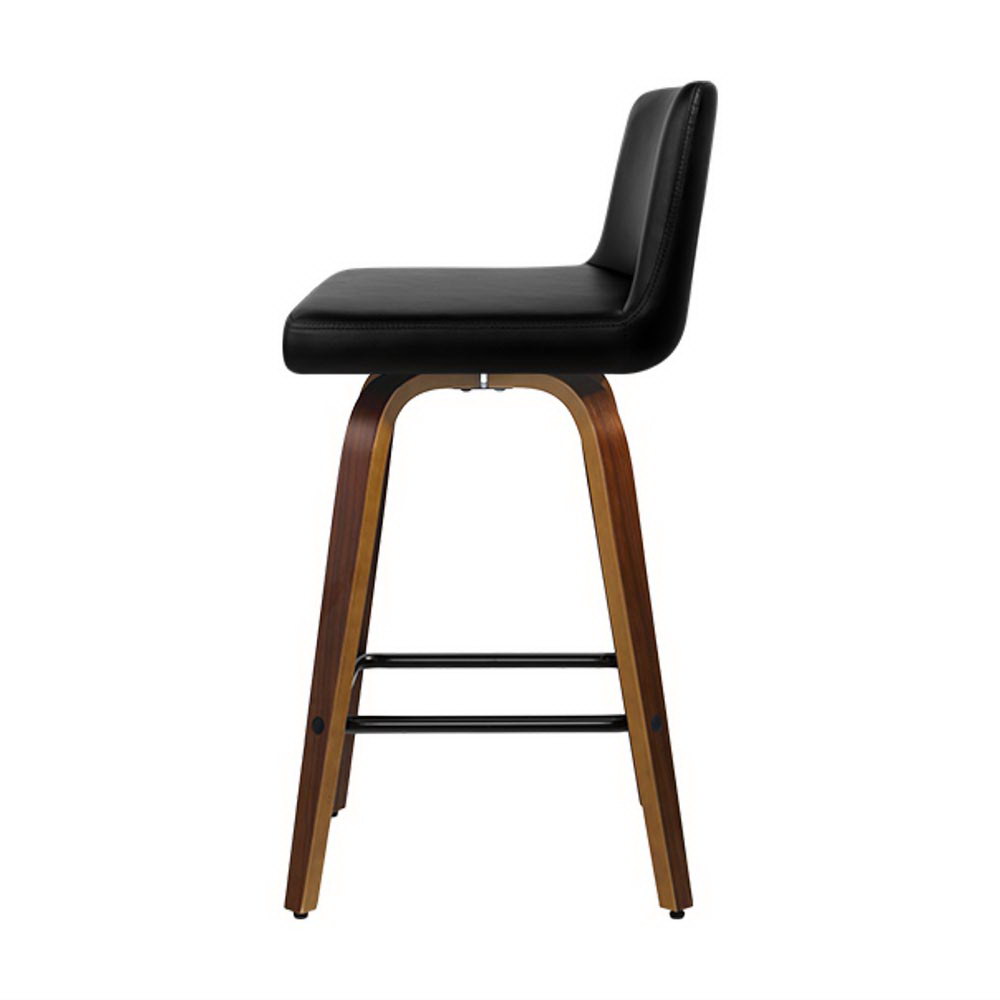Artiss 4x Bar Stools Swivel Leather Padded Wooden — image 3