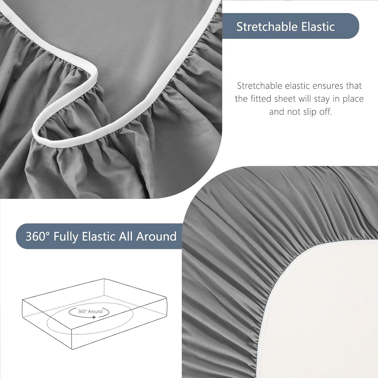 Hotel Soft Bed Sheet Set- Bedding Sheets & Pillowcases -Breathable Bedding - Wrinkle, Fade, Stain Resistant-Deep Pocket Flat Fitted Bed Sheet — image 6