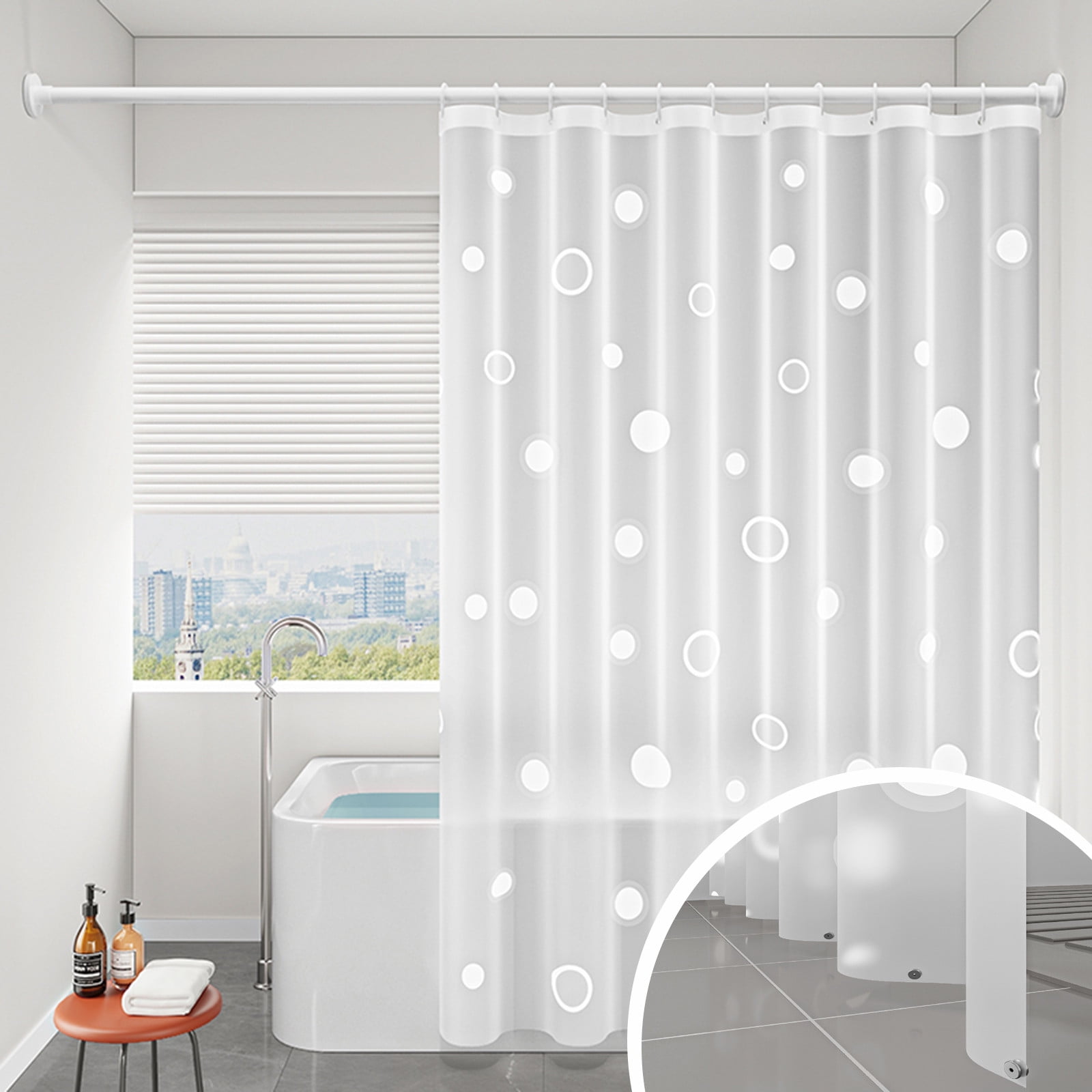 Shower Curtain, 31.5 × 71 Inch Shower Curtain Liner, Waterproof Plastic Shower Liner, Cute Lightweight Shower Curtain for Bathroom 78.7 × 47.2 in D