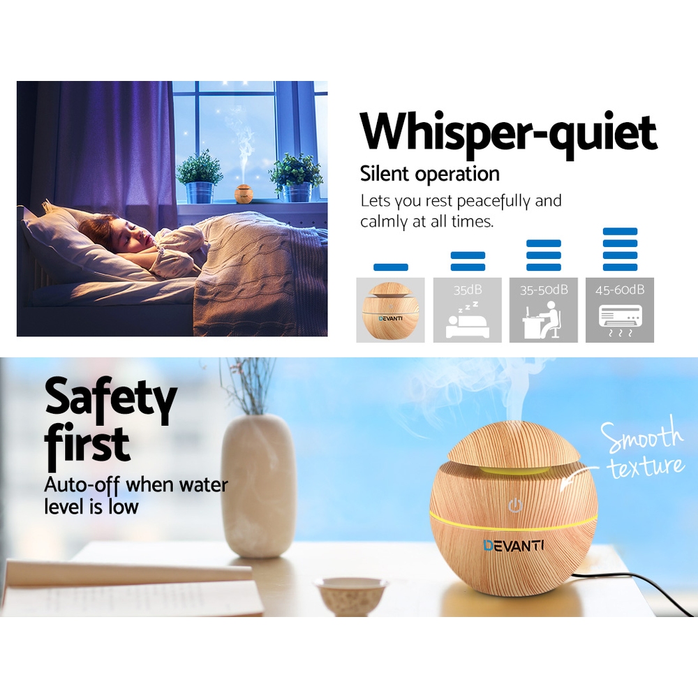 Devanti Aroma Diffuser Aromatherapy Light Wood 130ml โ image 6