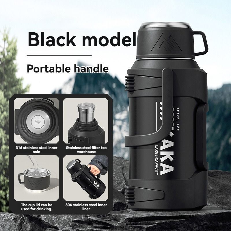 316 Stainless Steel Thermos Large Capacity Thermos Portable Thermos Flask - White - Size 5200ml — image 2